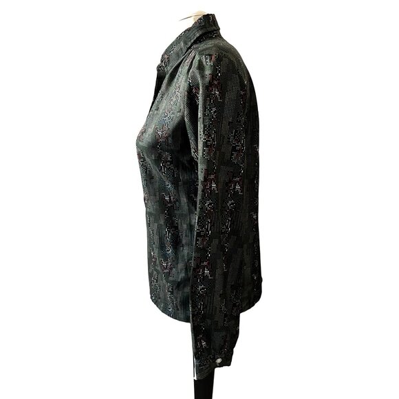 Vintage Womens Button Down Seventies Shirt Sz M Womens from Brooks Abstract Poly - Picture 5 of 8